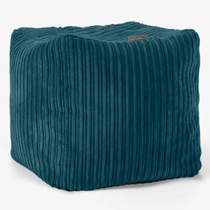 Würfel-Pouf- Hocker - Cord Blaugrün