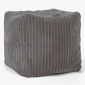 Würfel-Pouf- Hocker - Cord Graphitgrau