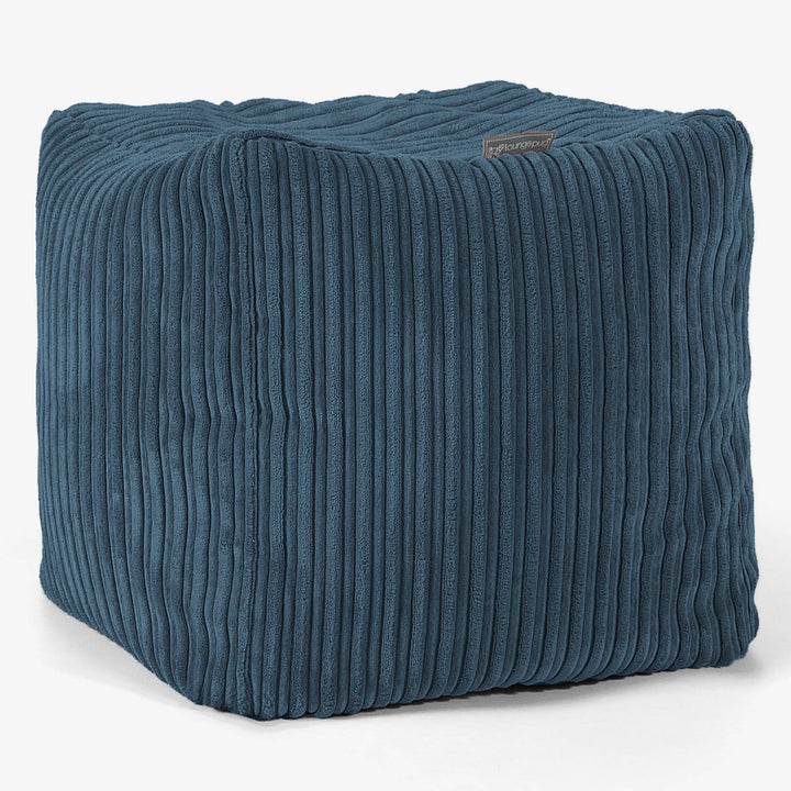 Würfel-Pouf- Hocker - Cord Marineblau 01