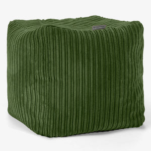 Würfel-Pouf- Hocker - Cord Nadelwaldgrün