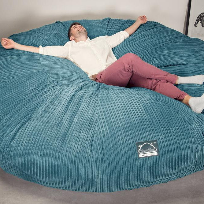 Lounge Pug, CloudSac 5000 XXXXXL, Gigantischer Memory-Schaum Sitzsacksofa, Schlafsofa, Cord Türkis