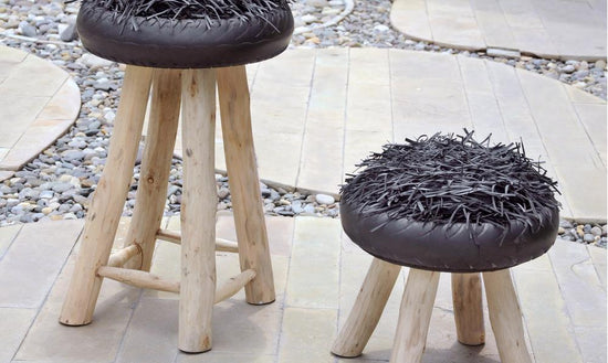 LOUNGE PUG, Shaggy Orientalischer Fußhocker, Grau