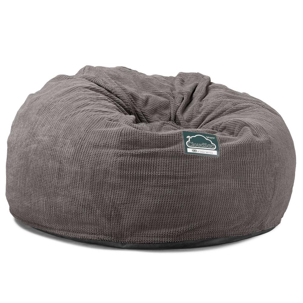 Lounge Pug, CloudSac 1010 XXL, Riesen Memory- Schaum XXL Sitzsacksofa, Schlafsofa, Pom-Pom Anthrazit