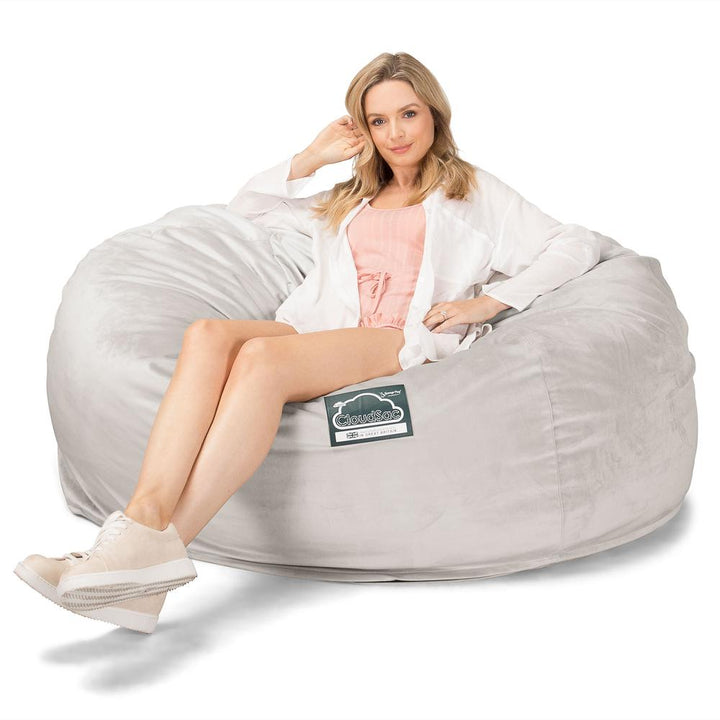 Lounge Pug, CloudSac 1010 XXL, Riesen Memory- Schaum XXL Sitzsacksofa, Schlafsofa, Samt Silber