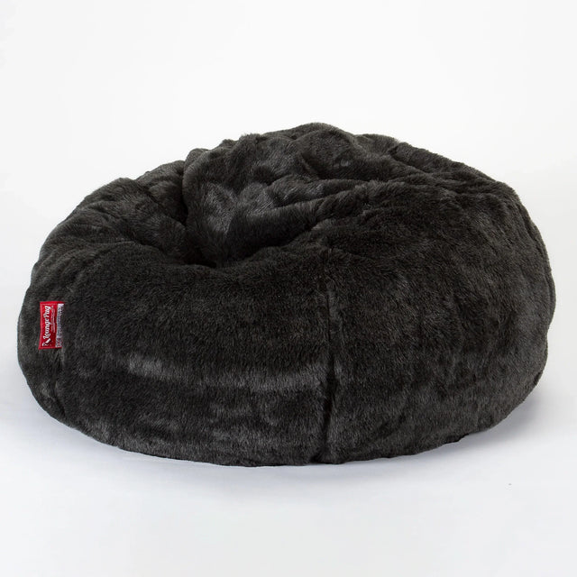 LOUNGE PUG - Kunstfell - Klassischer Sitzsack Sessel - Schwarz