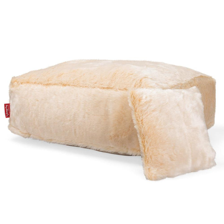 Lounge Pug, CloudSac 250, Memory-Schaum Ottomane Sitzbank Fußhocker, Sitzpouf, Kunstfell Weiß