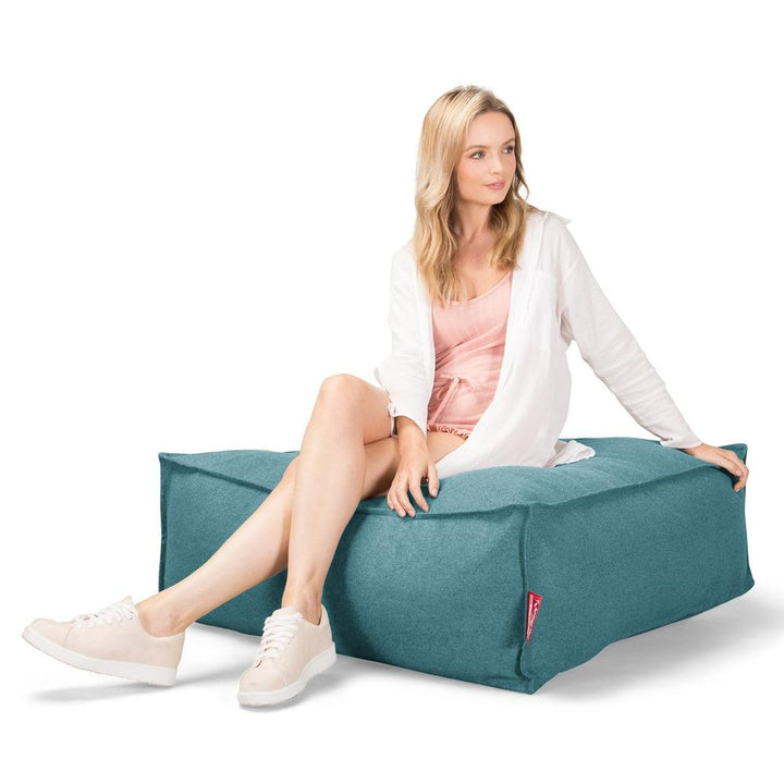 Lounge Pug, CloudSac 250, Memory-Schaum Ottomane Sitzbank Fußhocker, Sitzpouf, Interalli Wolle Aqua
