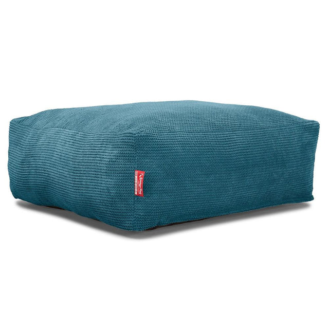 Lounge Pug, CloudSac 250, Memory-Schaum Ottomane Sitzbank Fußhocker, Sitzpouf, Pom-Pom Türkis