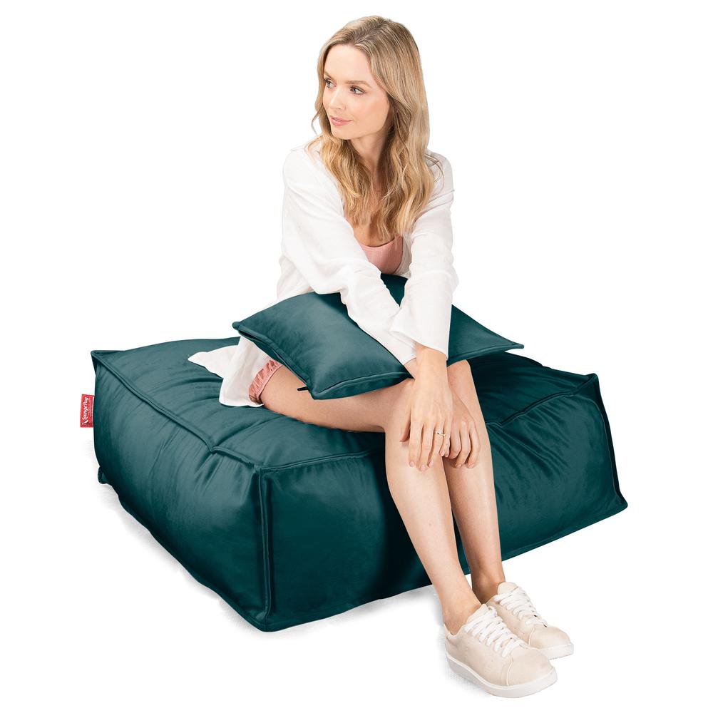 Lounge Pug, CloudSac 250, Memory-Schaum Ottomane Sitzbank Fußhocker, Sitzpouf, Samt Türkis