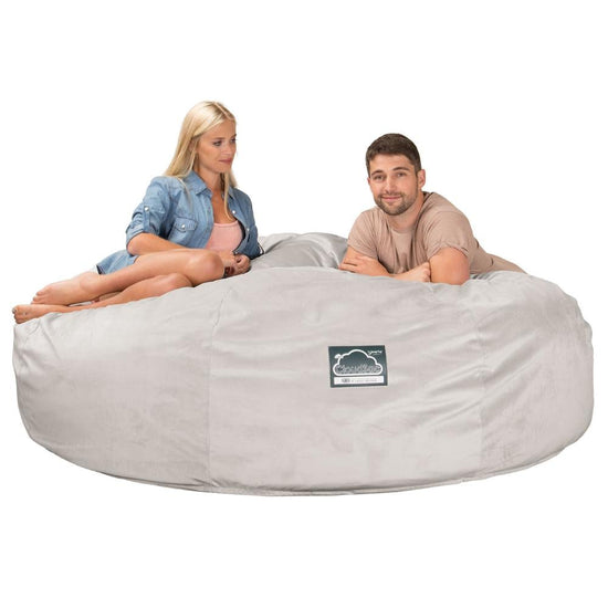 Lounge Pug, CloudSac 3000 XXL, Kingsize Memory, Schaum Sitzsacksofa, Schlafsofa, Samt Silber