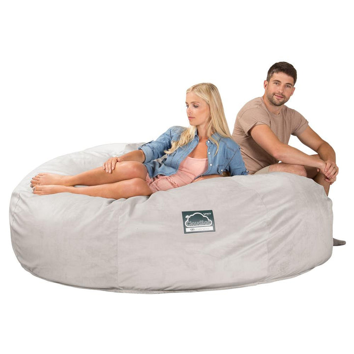 Lounge Pug, CloudSac 3000 XXL, Kingsize Memory, Schaum Sitzsacksofa, Schlafsofa, Samt Silber