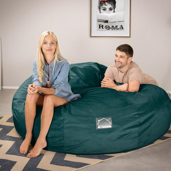 Lounge Pug, CloudSac 3000 XXL, Kingsize Memory, Schaum Sitzsacksofa, Schlafsofa, Samt Türkis