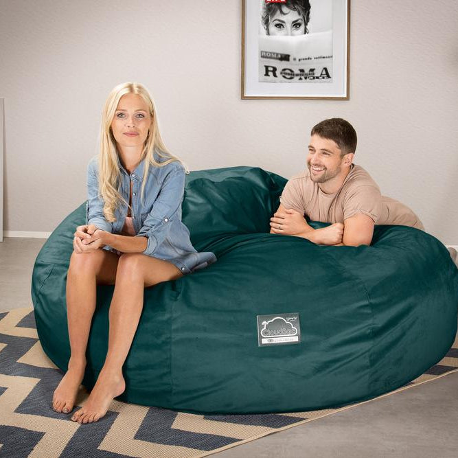 Lounge Pug, CloudSac 3000 XXL, Kingsize Memory, Schaum Sitzsacksofa, Schlafsofa, Samt Türkis