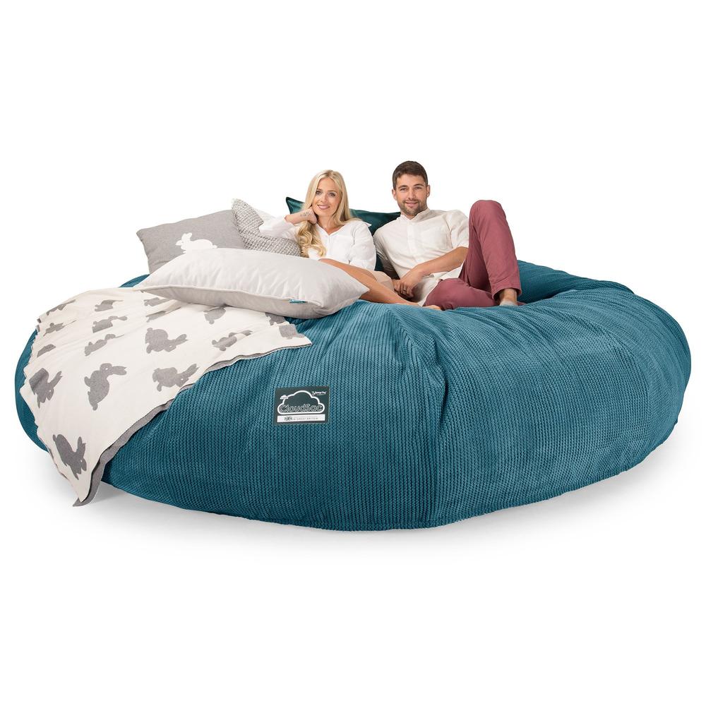 Lounge Pug, CloudSac 5000 XXXXXL, Gigantischer Memory-Schaum Sitzsacksofa, Schlafsofa, Pom-Pom Türkis