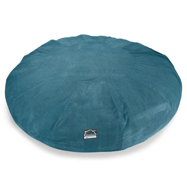 CloudSac 5000 XXXXXL Gigantischer Memory-Schaum Sitzsacksofa - Pom-Pom Türkis Fabric Close-up Image