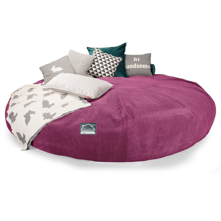Lounge Pug, CloudSac 5000 XXXXXL, Gigantischer Memory-Schaum Sitzsacksofa, Schlafsofa, Pom-Pom Pink