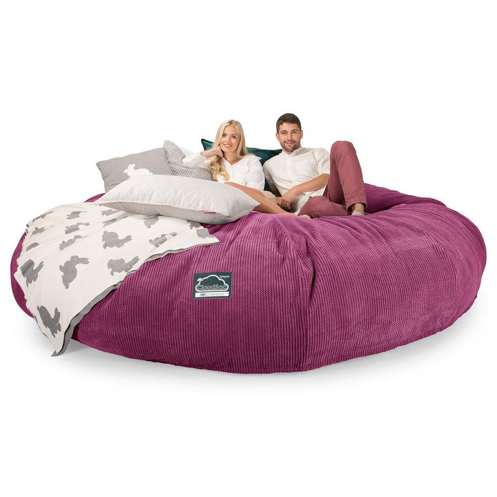 Lounge Pug, CloudSac 5000 XXXXXL, Gigantischer Memory-Schaum Sitzsacksofa, Schlafsofa, Pom-Pom Pink