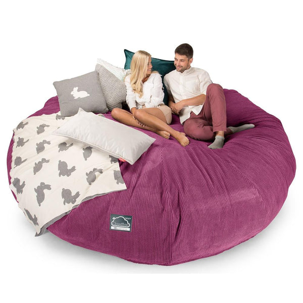 Lounge Pug, CloudSac 5000 XXXXXL, Gigantischer Memory-Schaum Sitzsacksofa, Schlafsofa, Pom-Pom Pink