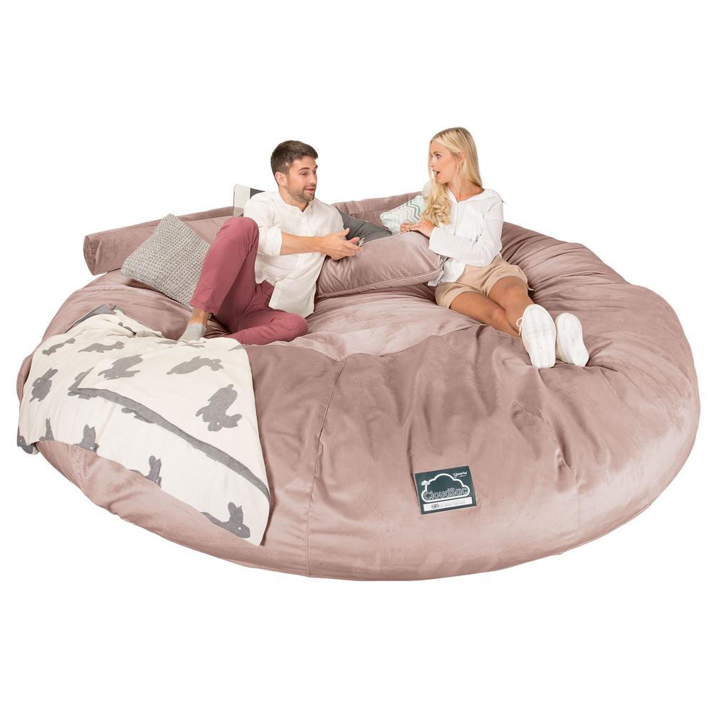 Lounge Pug, CloudSac 5000 XXXXXL, Gigantischer Memory-Schaum Sitzsacksofa, Schlafsofa, Samt Pink