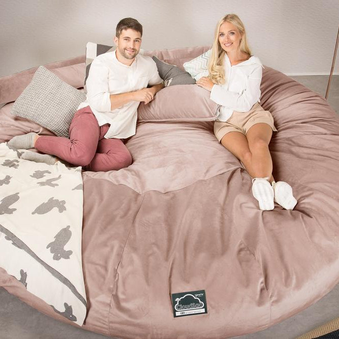 Lounge Pug, CloudSac 5000 XXXXXL, Gigantischer Memory-Schaum Sitzsacksofa, Schlafsofa, Samt Pink