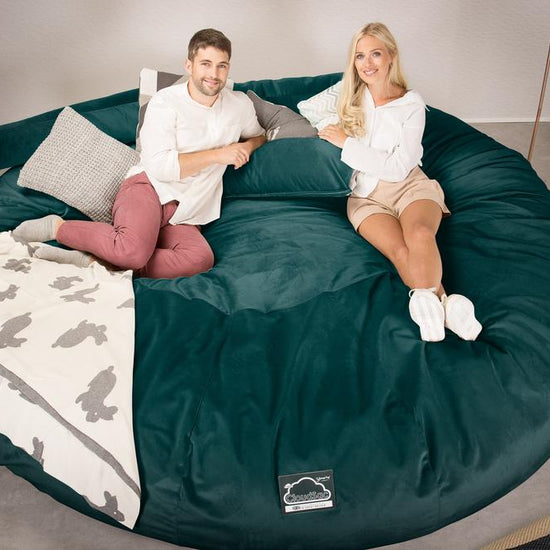 Lounge Pug, CloudSac 5000 XXXXXL, Gigantischer Memory-Schaum Sitzsacksofa, Schlafsofa, Samt Türkis