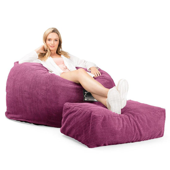 Lounge Pug, CloudSac 510 XL, XL Memory-Schaum Sitzsack, Pom-Pom Pink