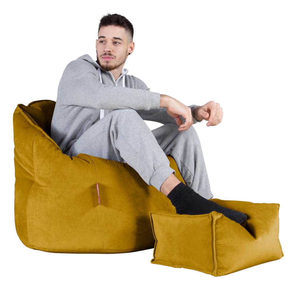 LOUNGE PUG, Sitzsack Kuschel Lounge Sessel, Schlafsofa, Samt Gold
