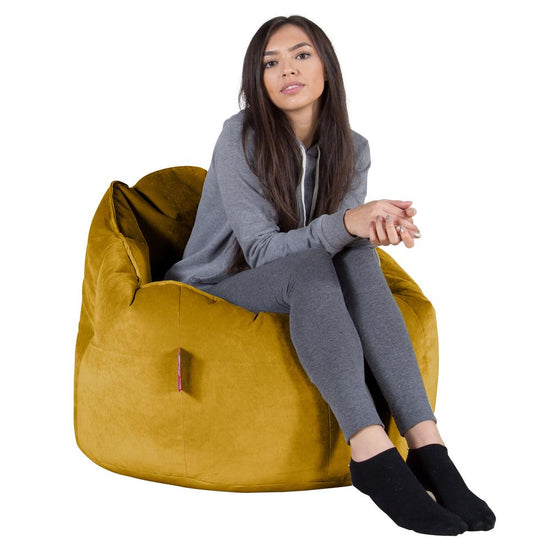 LOUNGE PUG, Sitzsack Kuschel Lounge Sessel, Schlafsofa, Samt Gold