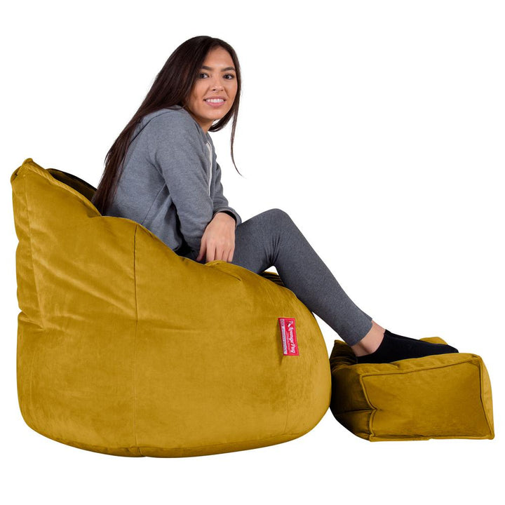 LOUNGE PUG, Sitzsack Kuschel Lounge Sessel, Schlafsofa, Samt Gold
