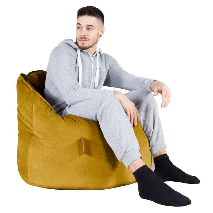 LOUNGE PUG, Sitzsack Kuschel Lounge Sessel, Schlafsofa, Samt Gold