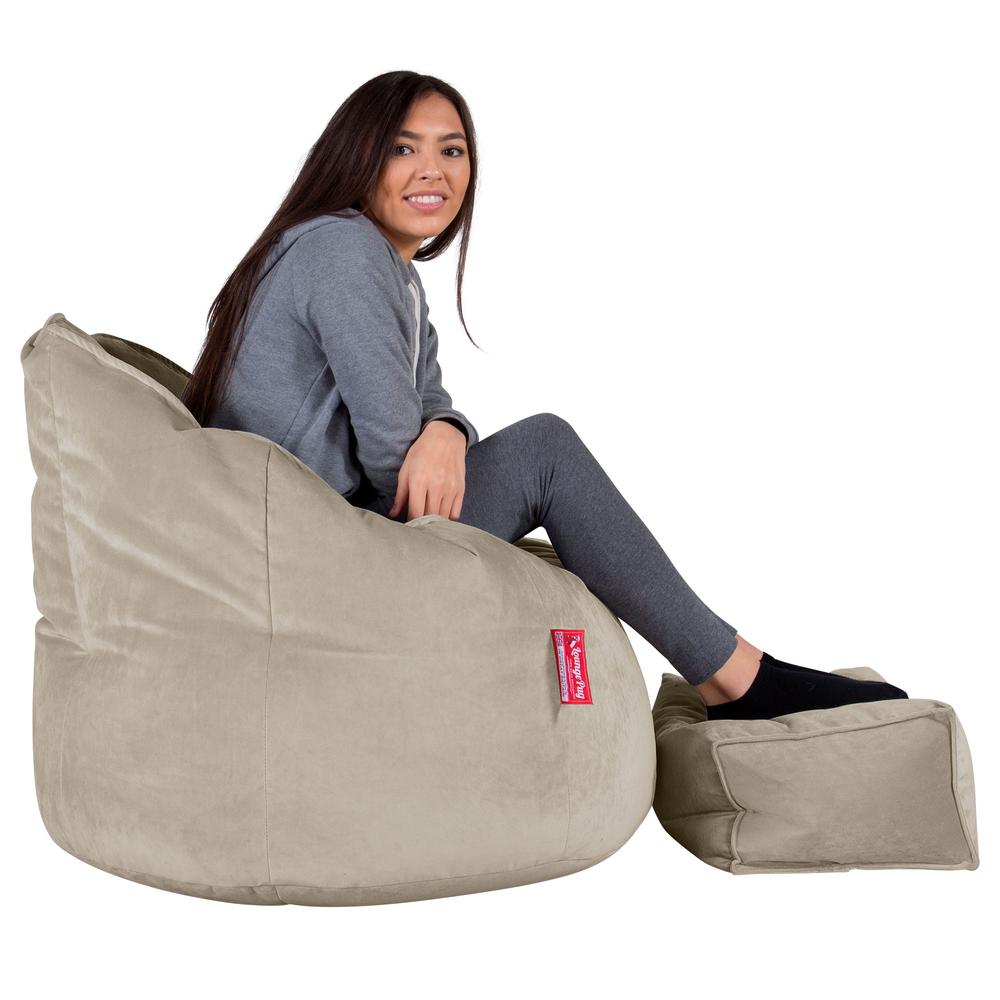 LOUNGE PUG, Sitzsack Kuschel Lounge Sessel, Schlafsofa, Samt Nerzfarben