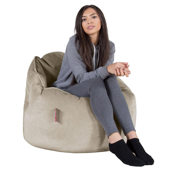 LOUNGE PUG, Sitzsack Kuschel Lounge Sessel, Schlafsofa, Samt Nerzfarben