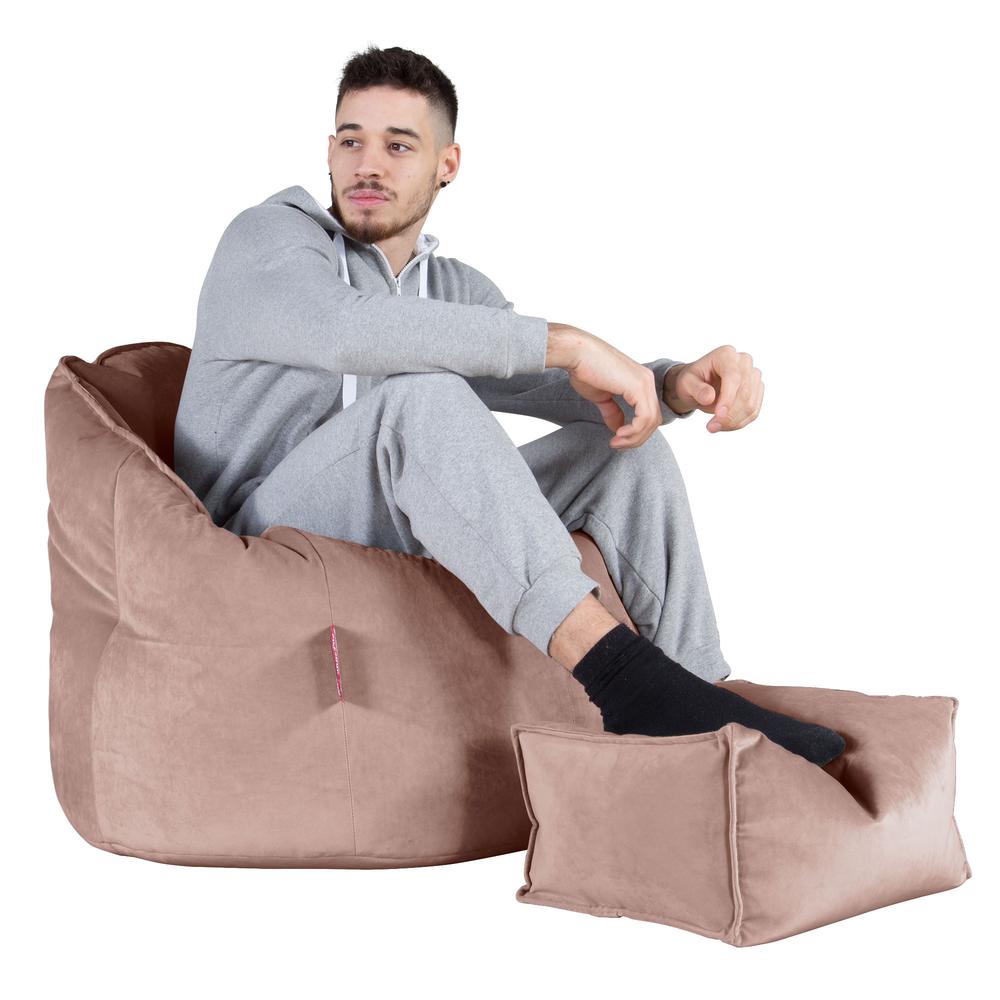 LOUNGE PUG, Sitzsack Kuschel Lounge Sessel, Schlafsofa, Samt Pink