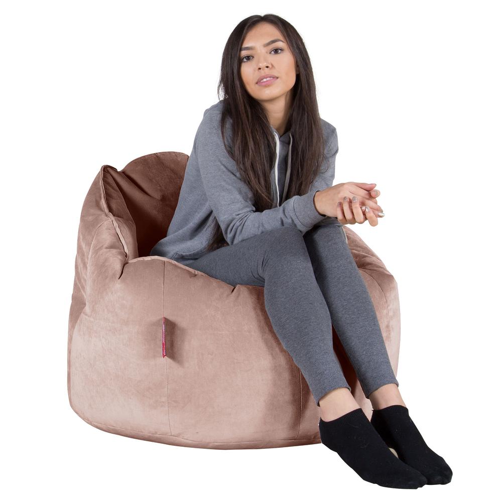 LOUNGE PUG, Sitzsack Kuschel Lounge Sessel, Schlafsofa, Samt Pink