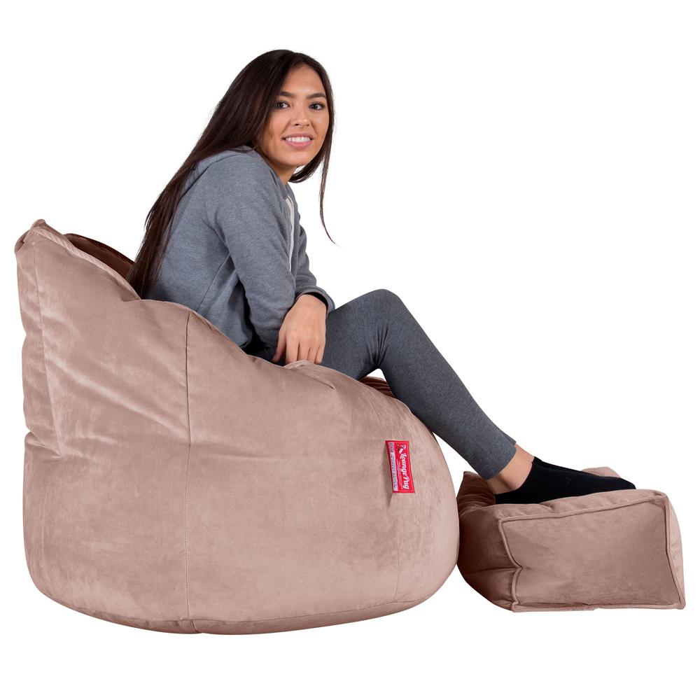 LOUNGE PUG, Sitzsack Kuschel Lounge Sessel, Schlafsofa, Samt Pink