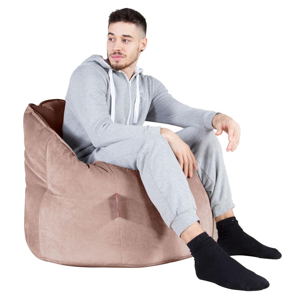 LOUNGE PUG, Sitzsack Kuschel Lounge Sessel, Schlafsofa, Samt Pink