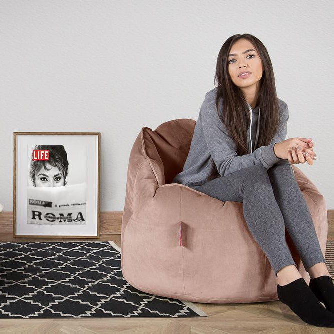 LOUNGE PUG, Sitzsack Kuschel Lounge Sessel, Schlafsofa, Samt Pink