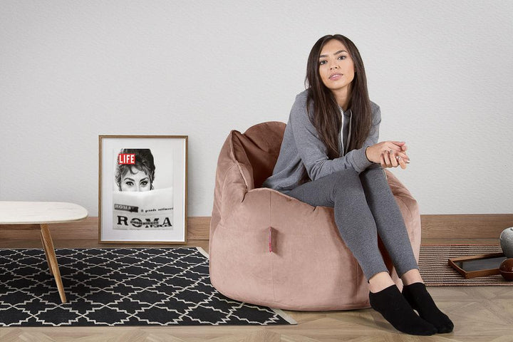 LOUNGE PUG, Sitzsack Kuschel Lounge Sessel, Schlafsofa, Samt Pink