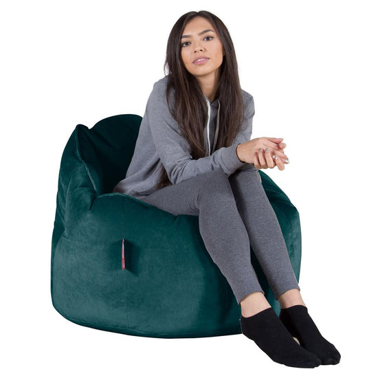 LOUNGE PUG, Sitzsack Kuschel Lounge Sessel, Schlafsofa, Samt Türkis