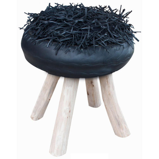 LOUNGE PUG, Shaggy Orientalischer Fußhocker, Grau