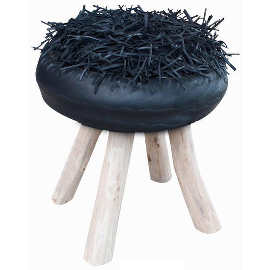 LOUNGE PUG, Shaggy Orientalischer Fußhocker, Grau