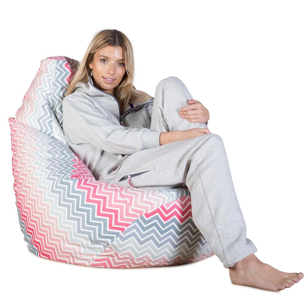LOUNGE PUG - Gaming Sitzsack Sessel - Geometrische Druck Chevron Pink