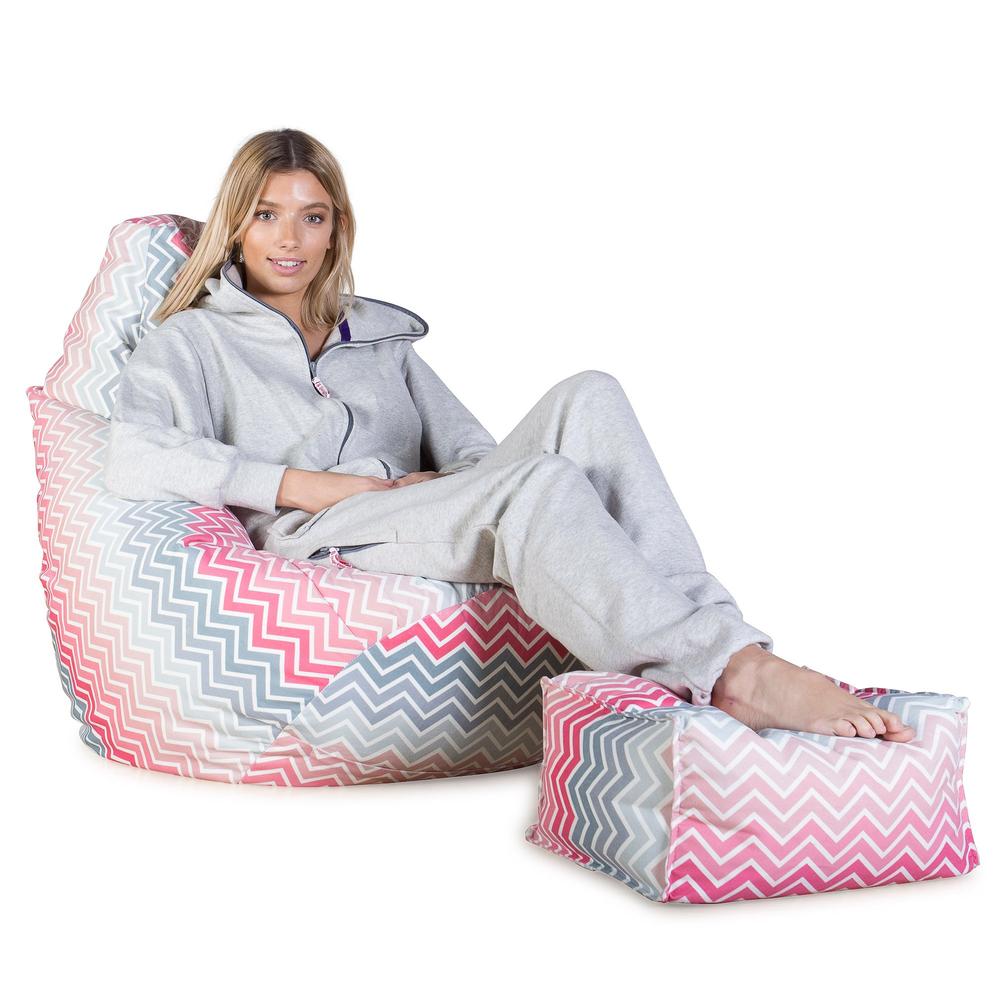 LOUNGE PUG - Gaming Sitzsack Sessel - Geometrische Druck Chevron Pink