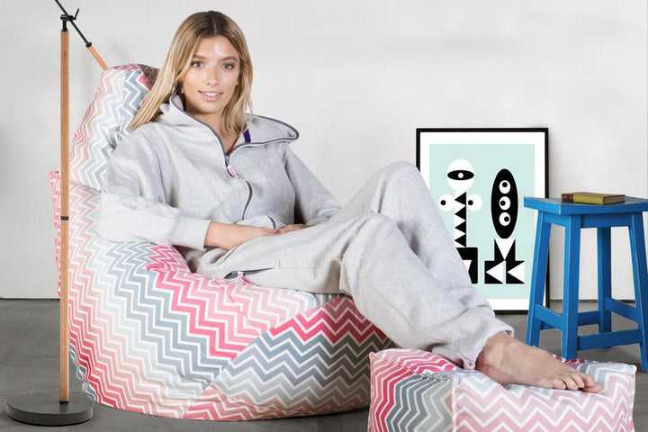 LOUNGE PUG - Gaming Sitzsack Sessel - Geometrische Druck Chevron Pink