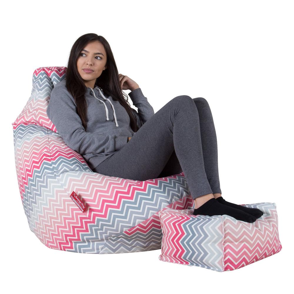 LOUNGE PUG - Gaming Sitzsack Sessel - Geometrische Druck Chevron Pink