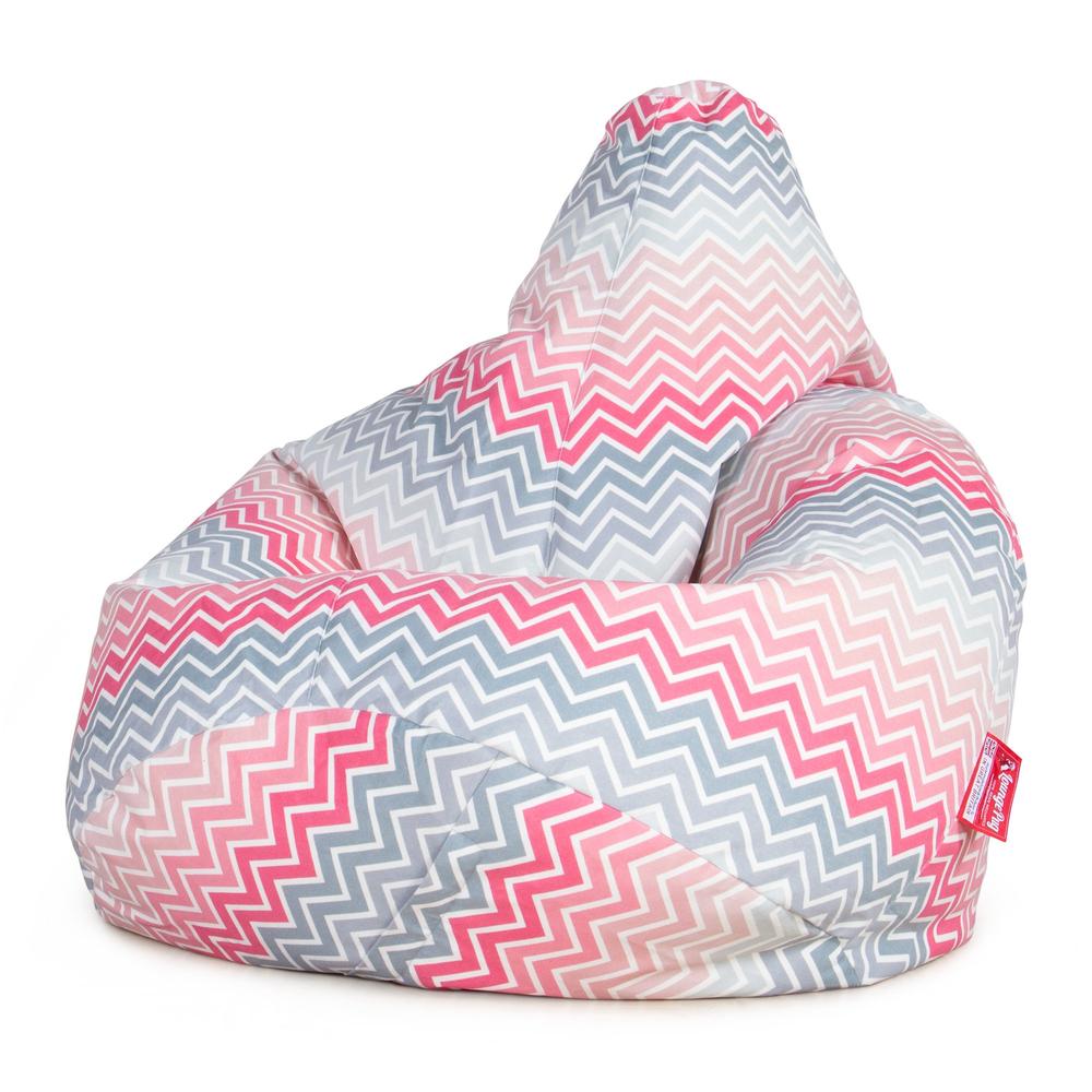LOUNGE PUG - Gaming Sitzsack Sessel - Geometrische Druck Chevron Pink