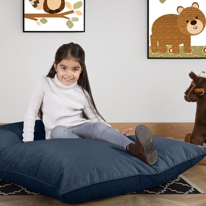 LOUNGE PUG, Sitzsack Kinder XL, Samt Marineblau