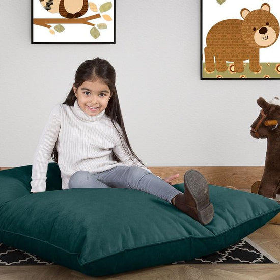 LOUNGE PUG, Sitzsack Kinder XL, Samt Türkis