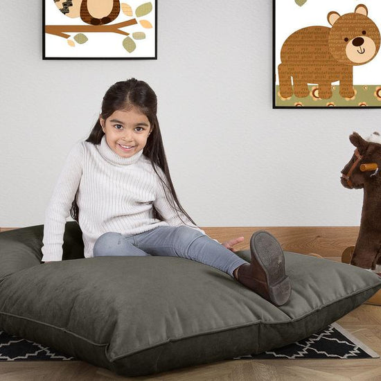 LOUNGE PUG, Sitzsack Kinder XL, Samt Schiefergrau