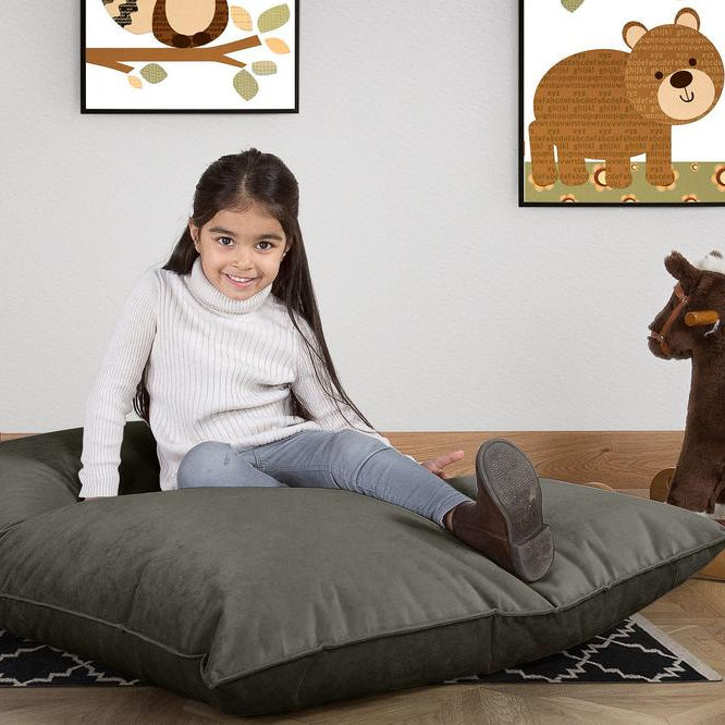 LOUNGE PUG, Sitzsack Kinder XL, Samt Schiefergrau